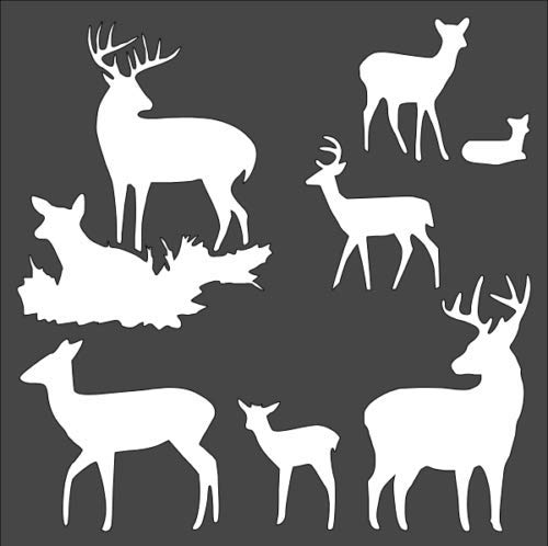 Stencil Deer with Horns Little Deer, Plastic Reusable, 8 x 8 inch reusable Mylar wall painting stencil