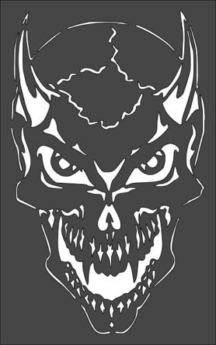 Stencil Demon with Horns, Plastic Reusable, 8 x 5 Inch reusable Mylar wall painting stencil