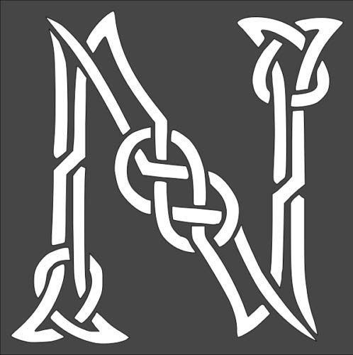 Stencil Celtic Initial N, Plastic Reusable, 8 x 8 inch reusable Mylar wall painting stencil