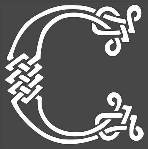 Stencil Celtic Initial C, Plastic Reusable, 8 x 8 Inch reusable Mylar wall painting stencil