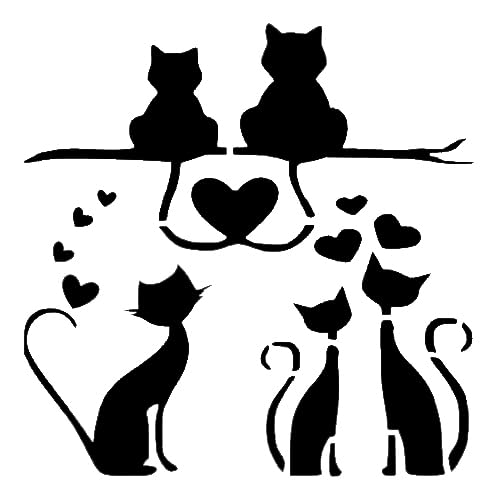 Cats Hearts Plastic Reusable Stencil for Paint, 5.5" L x 5.5" W stencil photo 2