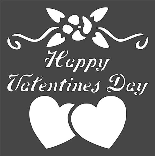 Stencil Happy Valentine's Day, Plastic Reusable, 5.5 x 5.5 inch reusable Mylar wall painting stencil