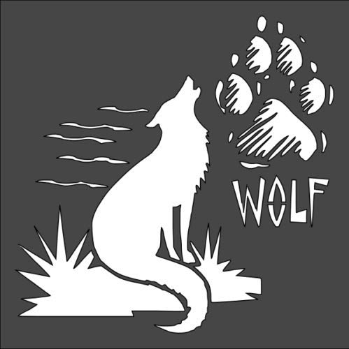 Stencil The Wolf Howls Wolf paw, Plastic Reusable, 5.5 x 5.5 inch reusable Mylar wall painting stencil