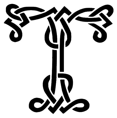 Celtic Initial T Stencil for Painting, Plastic Reusable 8x8 inch stencil photo 2