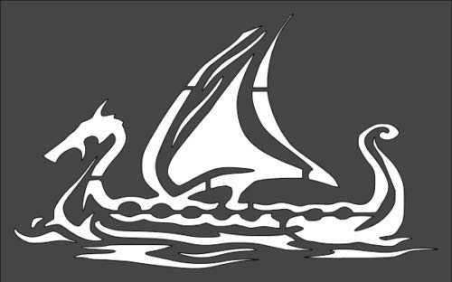 Stencil Viking Ship, Plastic Reusable, 8 x 5 Inch reusable Mylar wall painting stencil