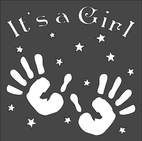 Stencil It's A Girl, Plastic Reusable, 5.5 x 5.5 inch reusable Mylar wall painting stencil