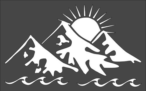 Stencil Viking Theme Mountains Sun sea, Plastic Reusable, 8 x 5 Inch reusable Mylar wall painting stencil