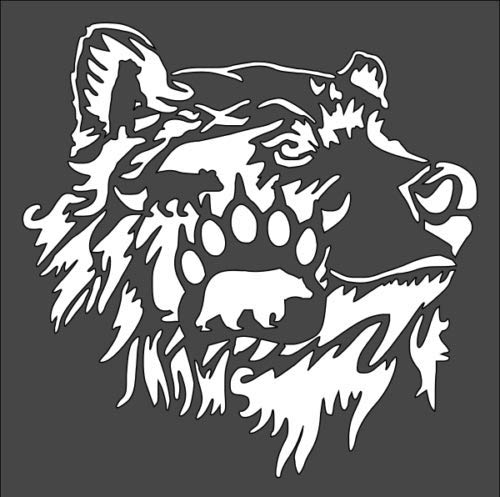 Stencil Bear face, Plastic Reusable, 5 x 5 Inch reusable Mylar wall painting stencil