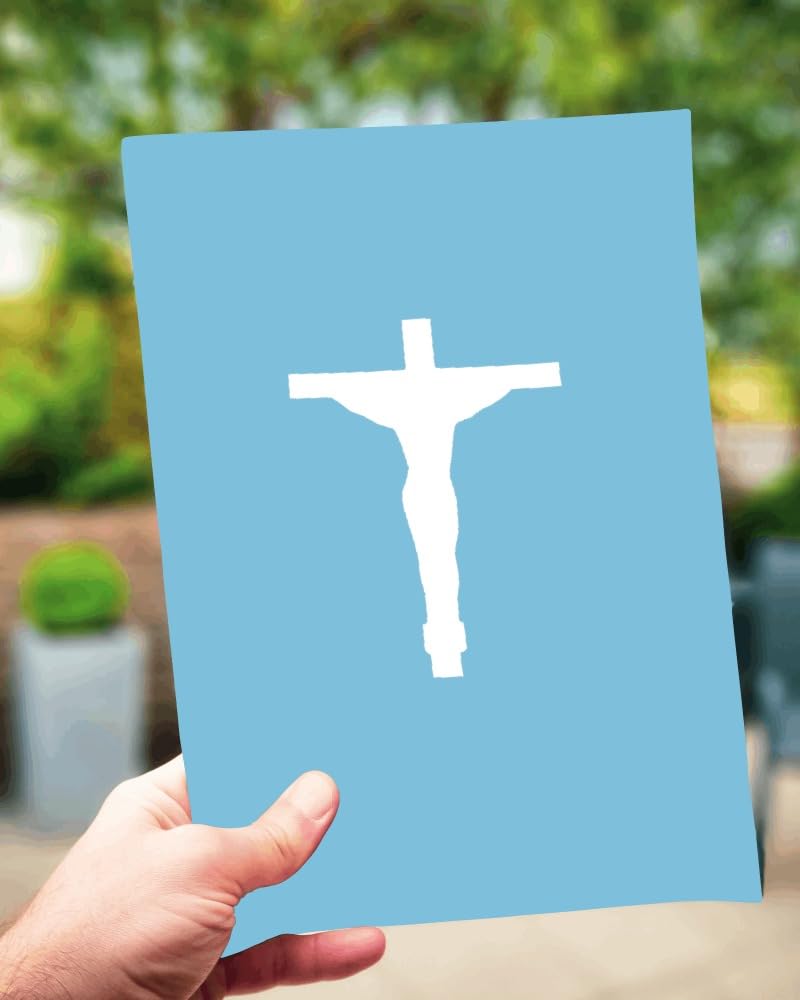 Crucifix Stencil, Reusable, Mylar, 4-Inch, for Religious Crafts and Home Decor, White stencil photo 3