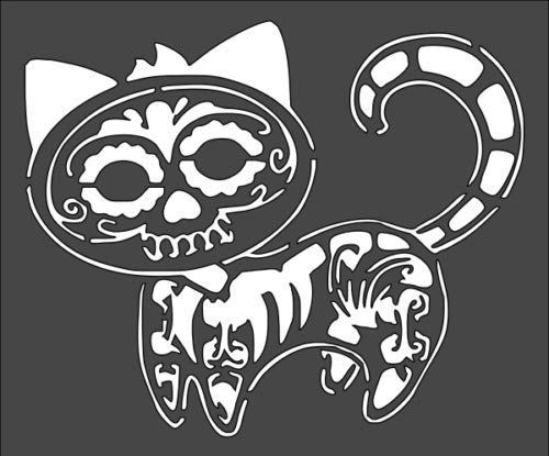 Stencil cat Skeleton, Plastic Reusable, 5 x 6 inch reusable Mylar wall painting stencil