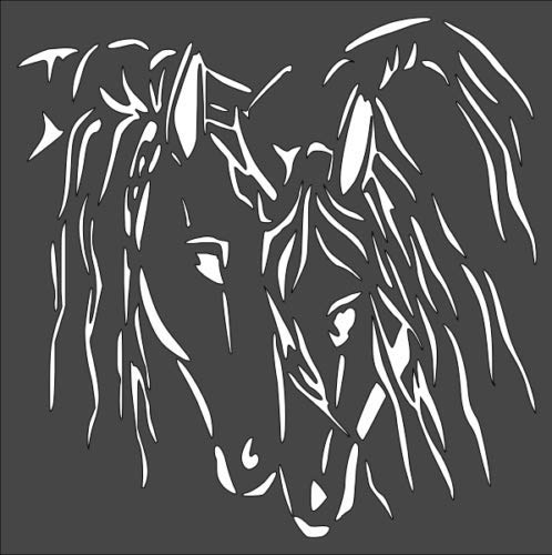 Stencil Horse Love, Plastic Reusable, 8 x 8 inch reusable Mylar wall painting stencil