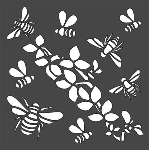 Stencil bee The Flowers, Plastic Reusable, 8 x 8 inch reusable Mylar wall painting stencil
