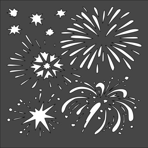 Stencil Fireworks Holiday Stars, Plastic Reusable, 8 x 8 inch reusable Mylar wall painting stencil
