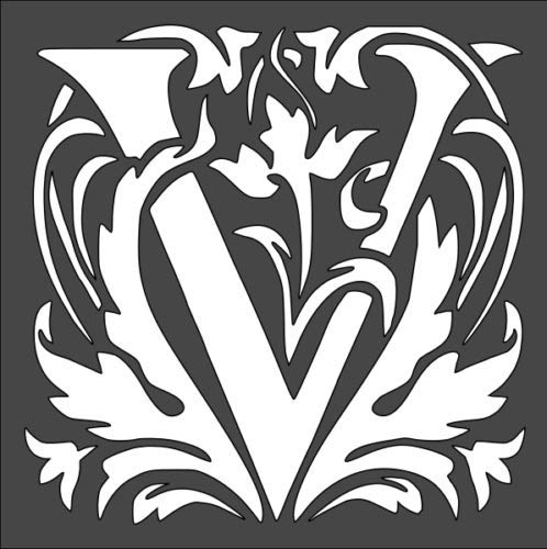 Stencil Letter Initial V Design, Plastic Reusable, 5.5 x 5.5 inch reusable Mylar wall painting stencil