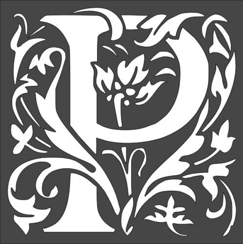 Stencil Large Letter P with Patterns, Plastic Reusable, 8 x 8 Inch reusable Mylar wall painting stencil
