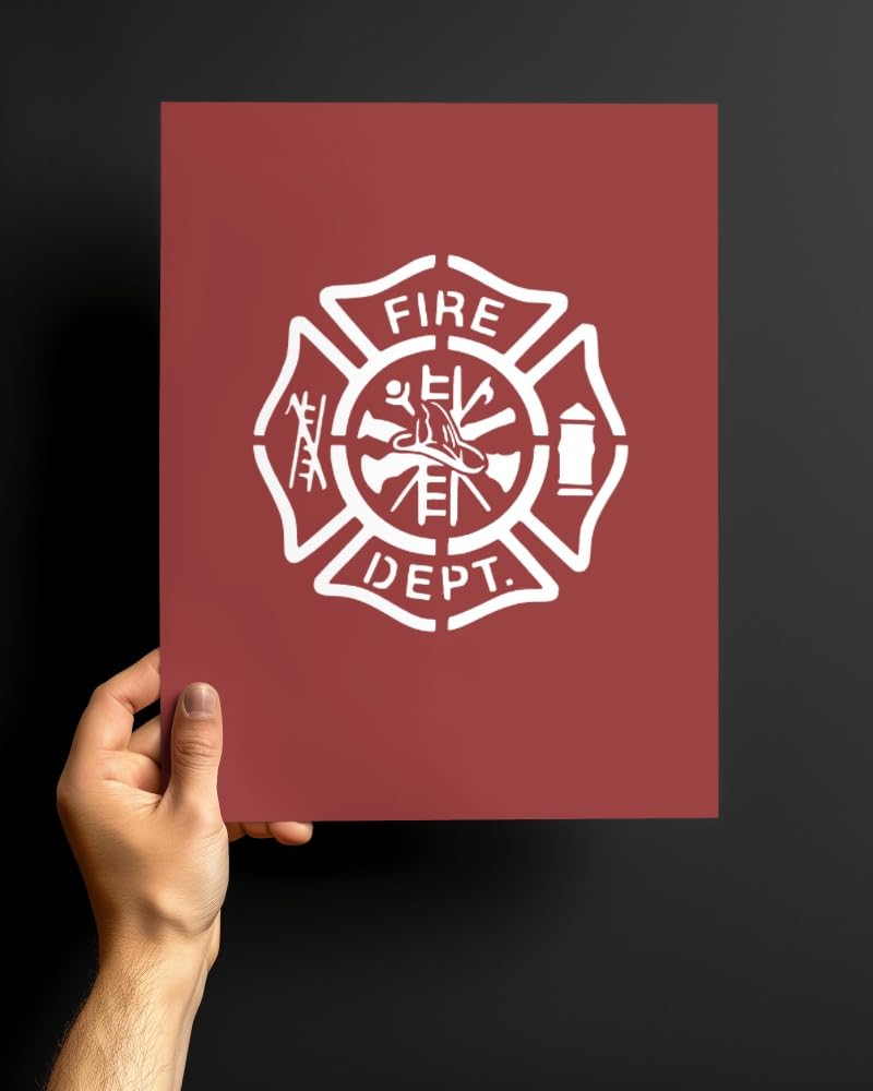 Fire Department Firefighter Stencil, Reusable Plastic Template, 8.5x11 Inch, Durable for Community stencil photo 3