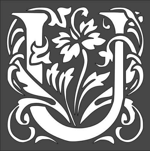 Stencil Letter Initial U Design, Plastic Reusable, 5.5 x 5.5 inch reusable Mylar wall painting stencil