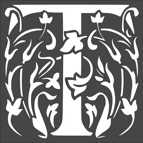 Stencil Large Letter T with Patterns, Plastic Reusable, 8 x 8 inch reusable Mylar wall painting stencil