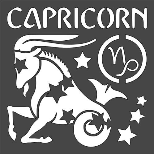 Stencil Zodiac Capricorn Sign, Plastic Reusable, 5.5 x 5.5 inch reusable Mylar wall painting stencil