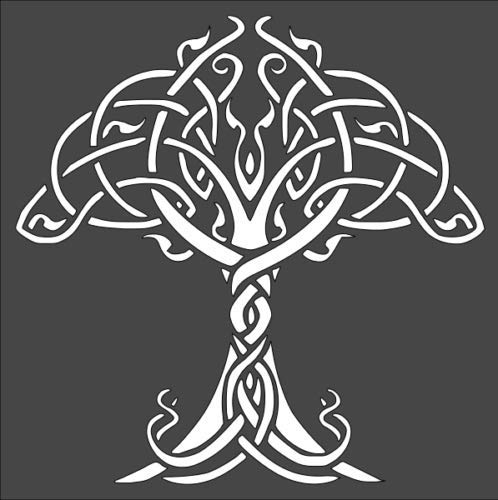 Stencil Tree of Life Celtic Pattern, Plastic Reusable, 8 x 8 inch reusable Mylar wall painting stencil