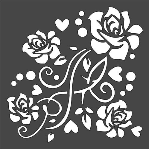 Stencil Rose Design, Plastic Reusable, 5.5 x 5.5 inch reusable Mylar wall painting stencil