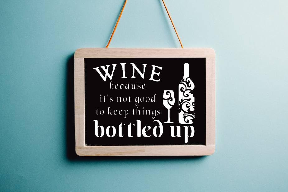 Wine Bottled Up Stencil, Reusable, Durable Plastic, 8x10 Inches, for DIY Crafts and Home Decor stencil photo 2
