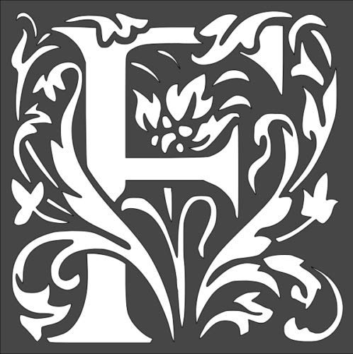 Stencil Letter Initial F, Plastic Reusable, 8 x 8 inch reusable Mylar wall painting stencil