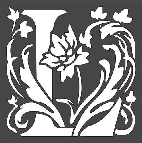 Stencil Letter Initial L Design, Plastic Reusable, 5.5 x 5.5 inch reusable Mylar wall painting stencil