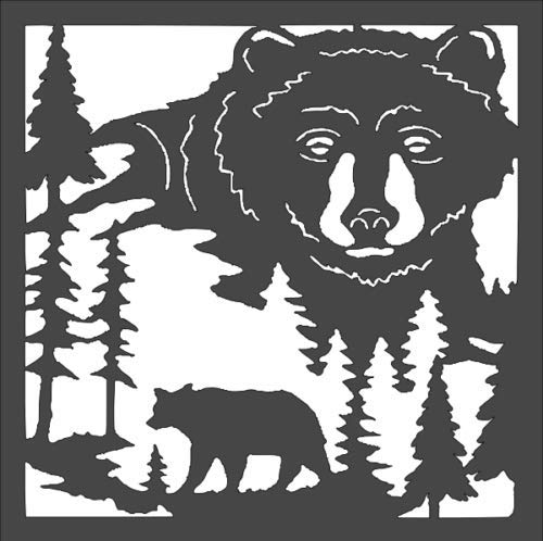 Stencil Big Bear Forest Nature, Plastic Reusable, 10 x 10 Inch reusable Mylar wall painting stencil