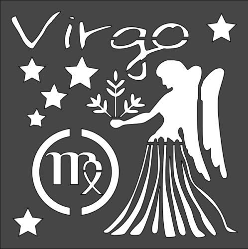 Stencil Zodiac Virgo, Plastic Reusable, 5.5 x 5.5 inch reusable Mylar wall painting stencil