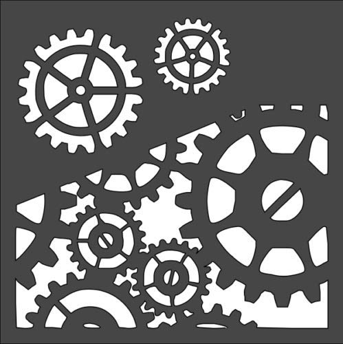 Stencil Clock Gears, Plastic Reusable, 5.5 x 5.5 inch reusable Mylar wall painting stencil