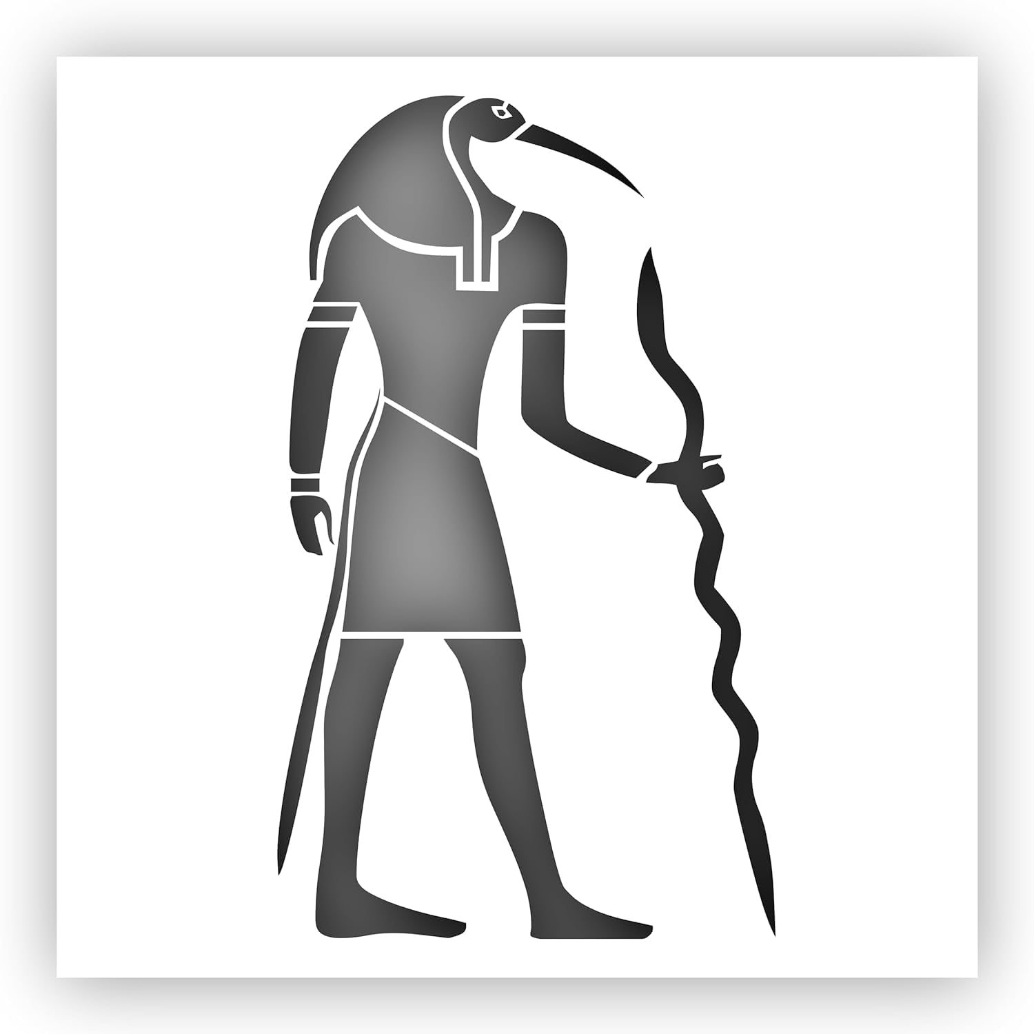 Egyptian God Thoth Stencil – Reusable Ibis-Head Deity Template for Painting on, 8.5 x 11 inches stencil photo 2