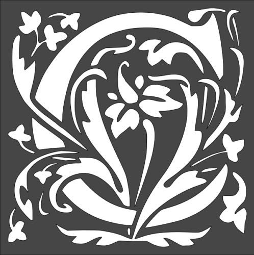 Stencil Capital Letter C with Patterns, Plastic Reusable, 8 x 8 inch reusable Mylar wall painting stencil
