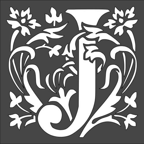 Stencil Large Letter J with Patterns Design, Plastic Reusable, 5.5 x 5.5 inch reusable Mylar wall painting stencil