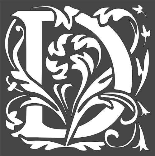 Stencil Large Letter D with Patterns, Plastic Reusable, 8 x 8 inch reusable Mylar wall painting stencil