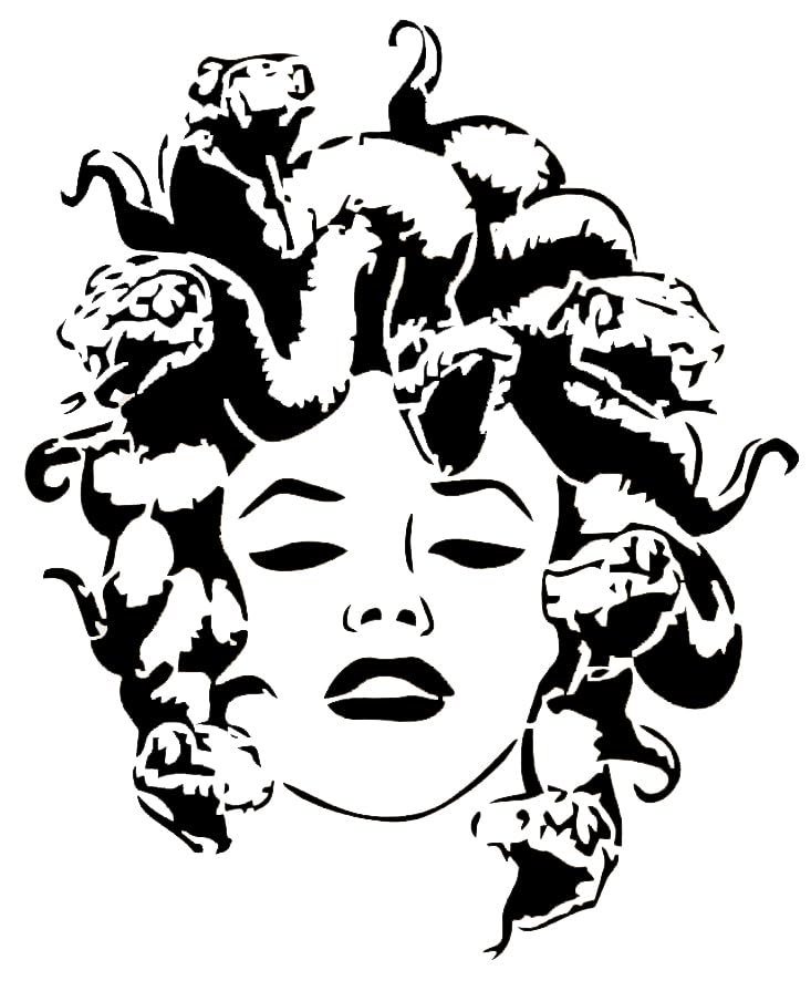 Gorgon Empress Stencil for Painting, Plastic Reusable 11" x 8.5" – Perfect for Mythological Art stencil photo 2