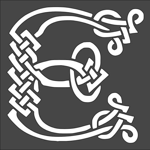 Stencil Celtic Initial E Design, Plastic Reusable, 5.5 x 5.5 inch reusable Mylar wall painting stencil