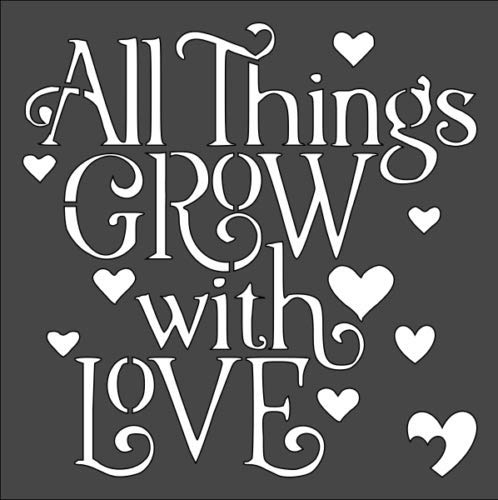 Stencil Grow Love Heart, Plastic Reusable, 5.5 x 5.5 inch reusable Mylar wall painting stencil