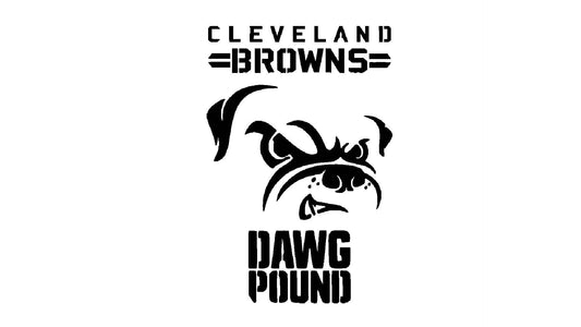 Clvnd Brown Dog Dawg Pound Stencil, Reusable, Durable Mylar, 11x8.5 Inches, for Sports-Themed reusable Mylar wall painting stencil
