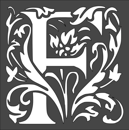 Stencil Letter Initial F Design, Plastic Reusable, 5.5 x 5.5 inch reusable Mylar wall painting stencil
