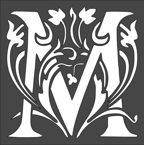 Stencil Large Letter M with Patterns Design, Plastic Reusable, 5.5 x 5.5 inch reusable Mylar wall painting stencil
