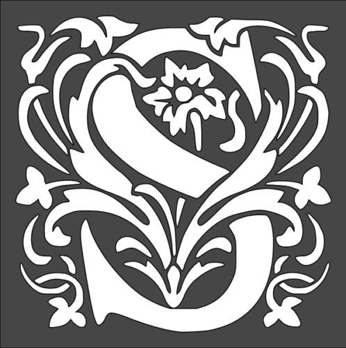 Stencil Letter Initial S, Plastic Reusable, 5.5 x 5.5 inch reusable Mylar wall painting stencil