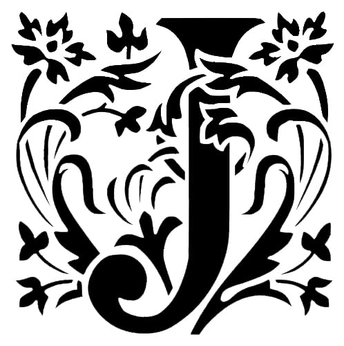 [20Pcs Set] Large Letter J with Patterns Stencil for Painting – Plastic Reusable 8" L x 8" W stencil photo 2