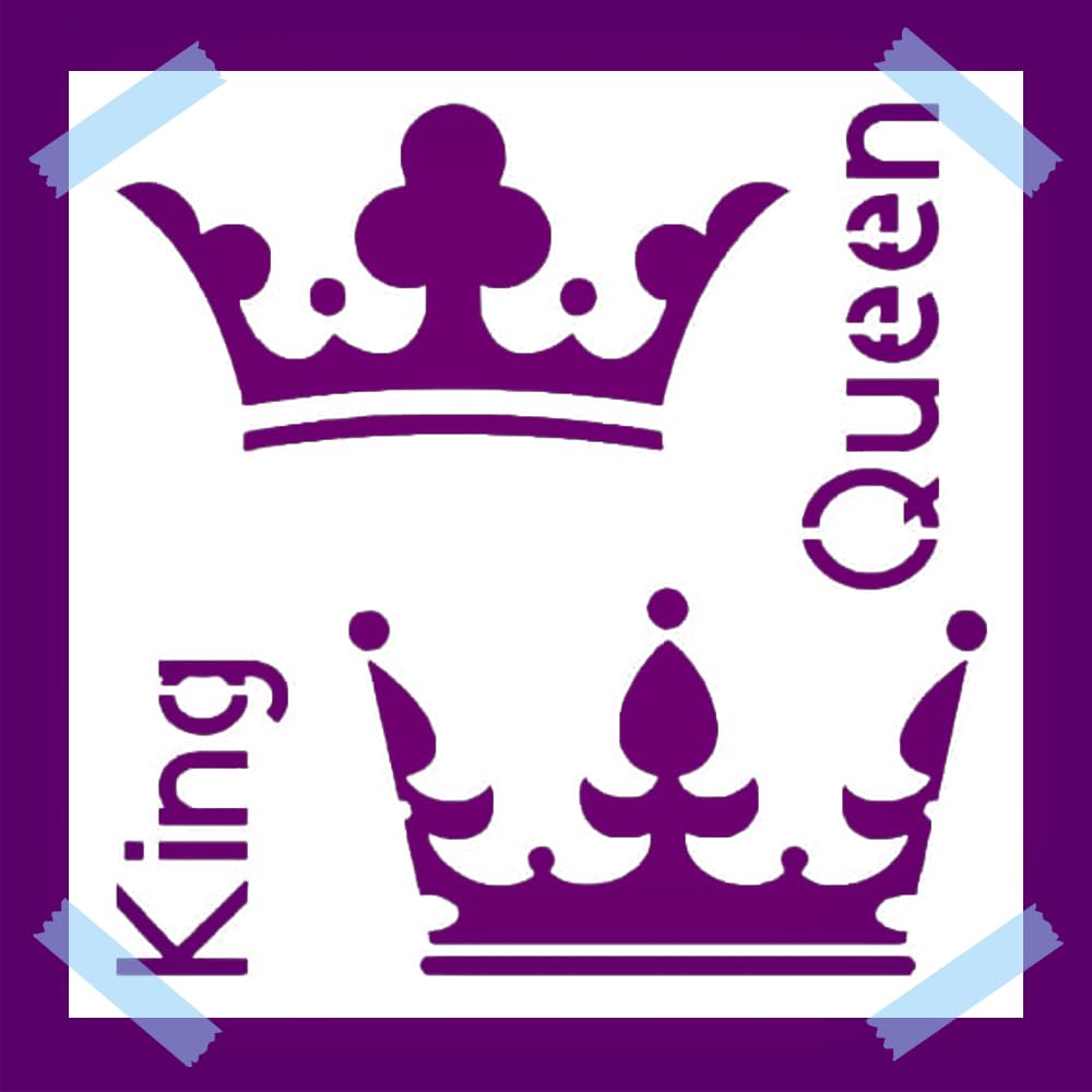 Reusable Mylar Plastic Stencil for Painting, Two Crowns Design, 5.5 x 5.5 Inches, DIY Craft & reusable Mylar wall painting stencil