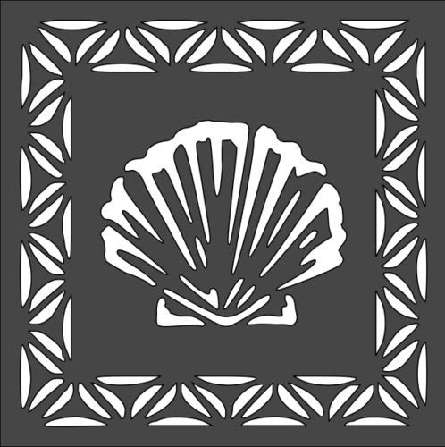 Stencil sea Shell Pattern, Plastic Reusable, 5.5 x 5.5 inch reusable Mylar wall painting stencil