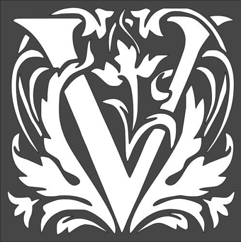 Stencil Letter Initial V, Plastic Reusable, 8 x 8 inch reusable Mylar wall painting stencil
