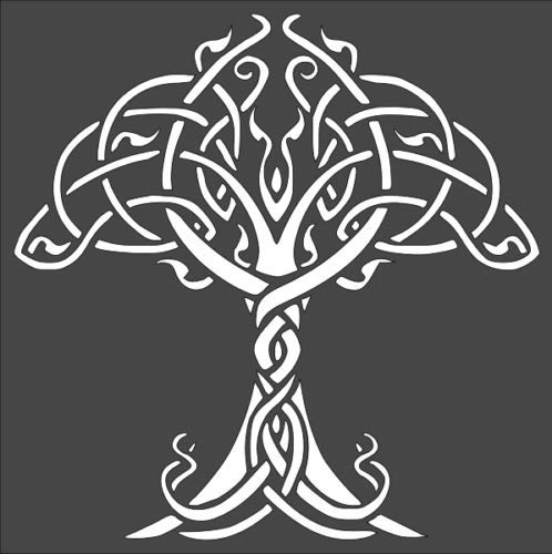 Stencil Big Celtic Tree of Life, Plastic Reusable, 8 x 8 inch reusable Mylar wall painting stencil