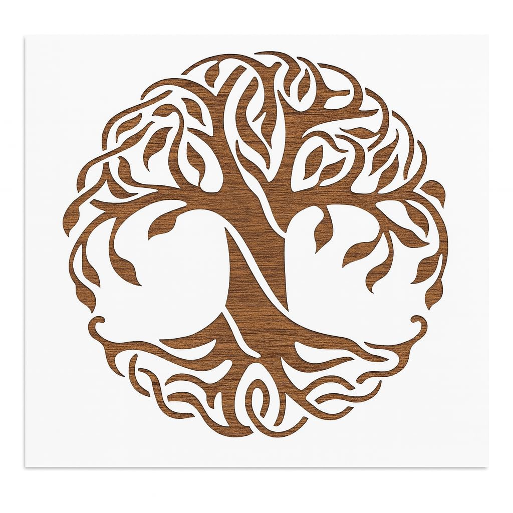 Stencil Tree of Life Celtic Pattern Design, Plastic Reusable, 5.5 x 5.5 inch reusable Mylar wall painting stencil