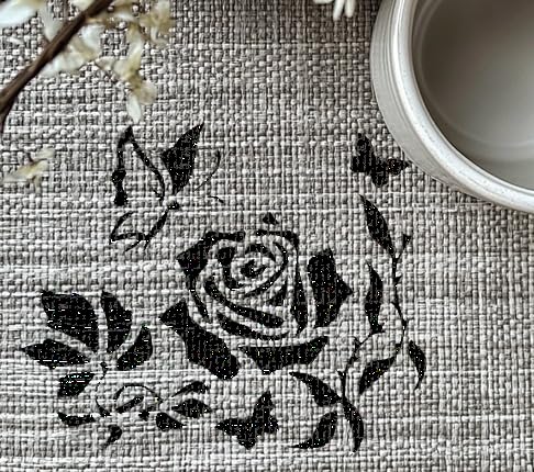 [20Pcs Set] Butterfly Rose Design Stencil for Painting - Reusable Plastic 5x6 Inch - Ideal for stencil photo 5