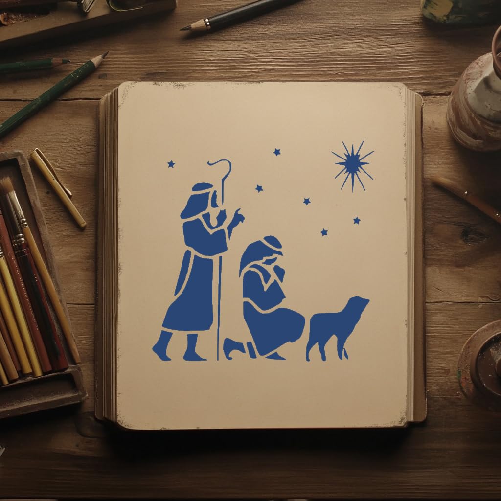 Shepherds Plastic Reusable 5.5x5.5 Stencil for Painting, Airbrush, Scrapbooking, Art, DIY Crafts stencil photo 5